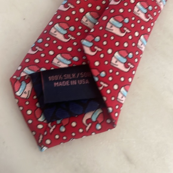 VINEYARD VINE'S Boys Santa SILK Neck Tie Red Christmas - Picture 7 of 7